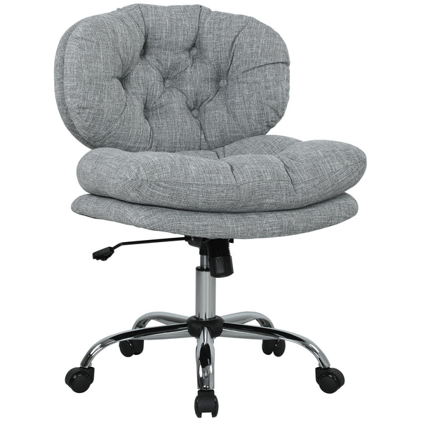 Office chair without armrests, wide and padded seat, grey