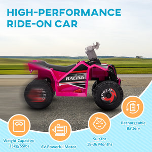 6V Quad for children with wear-resistant wheels, pink