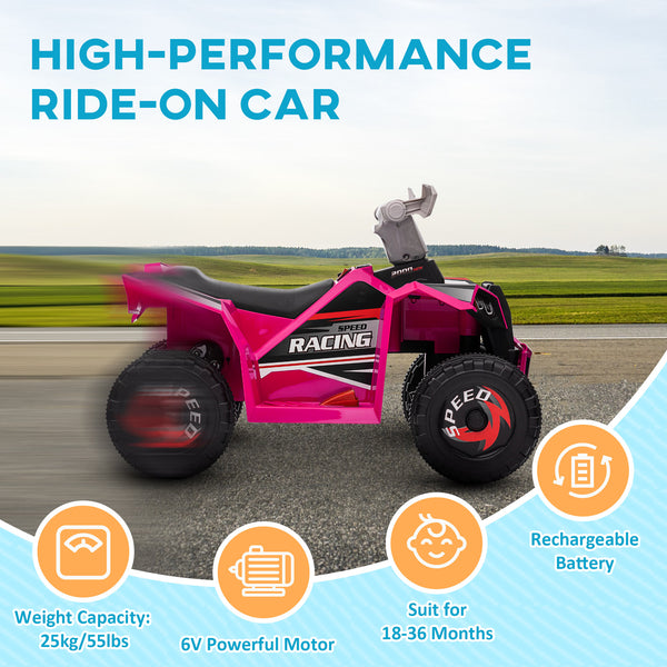 6V Quad for children with wear-resistant wheels, pink