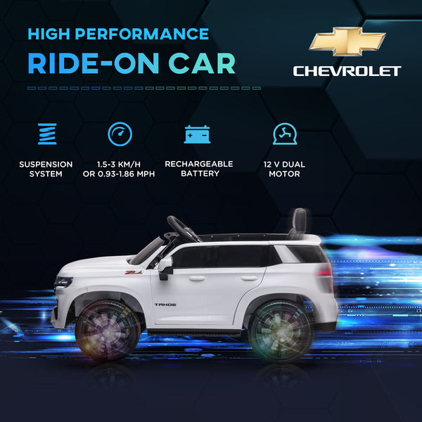 Licensed Chevrolet Tahoe 12V with Parental Remote, White