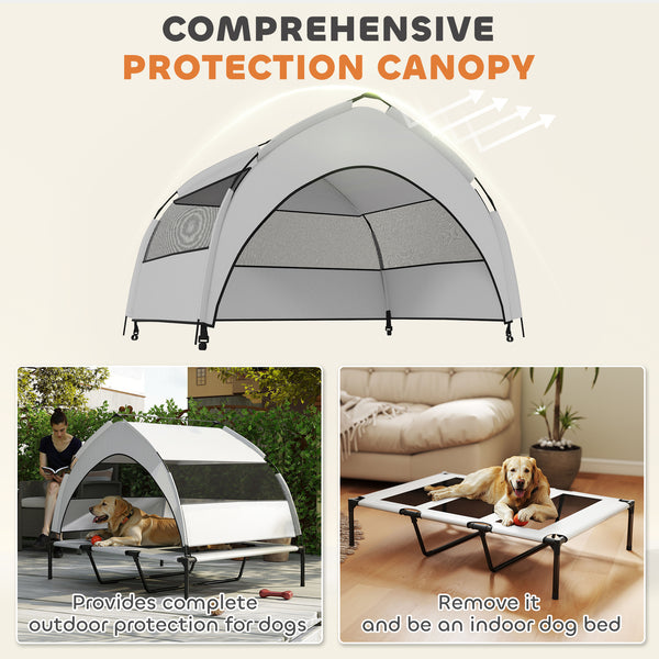 Elevated dog bed with removable canopy
