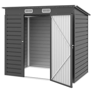 Galvanized garden shed, grey