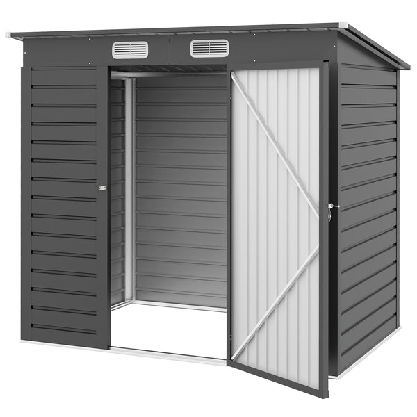 Galvanized garden shed, grey