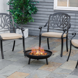 Round wood-burning fireplace, black
