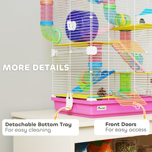 5-level pink cage for small hamsters and gerbils
