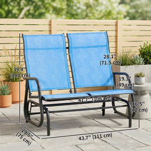 Outdoor 2-Person Rocking Bench, Blue