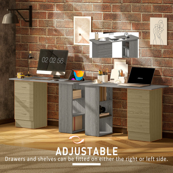 Desk with 3 drawers, grey