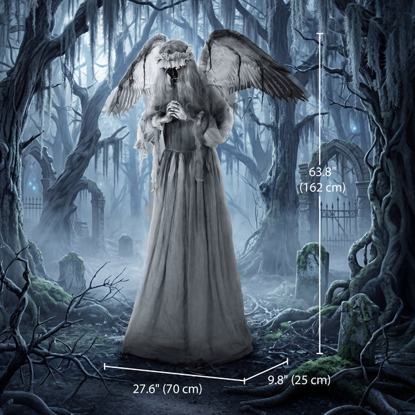 63.8-in Animated Halloween Weeping Angel with Light-Up Eyes, Sounds, and Movement – Dark Gray