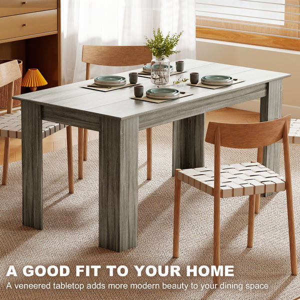 Kitchen table for 4 to 6 people, wood effect, grey 