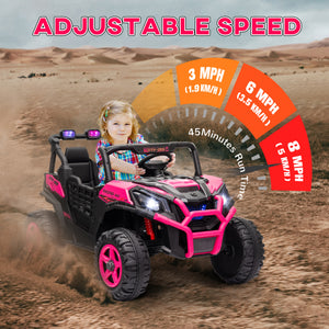 24V 2-seater vehicle with remote control and spring suspension, pink