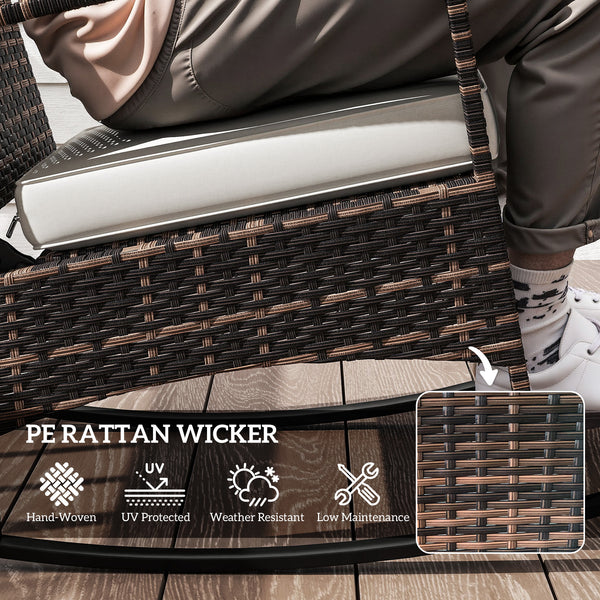 3-Piece Wicker Bistro Set with 3-Tier Reclining High Back, Glass Table, White