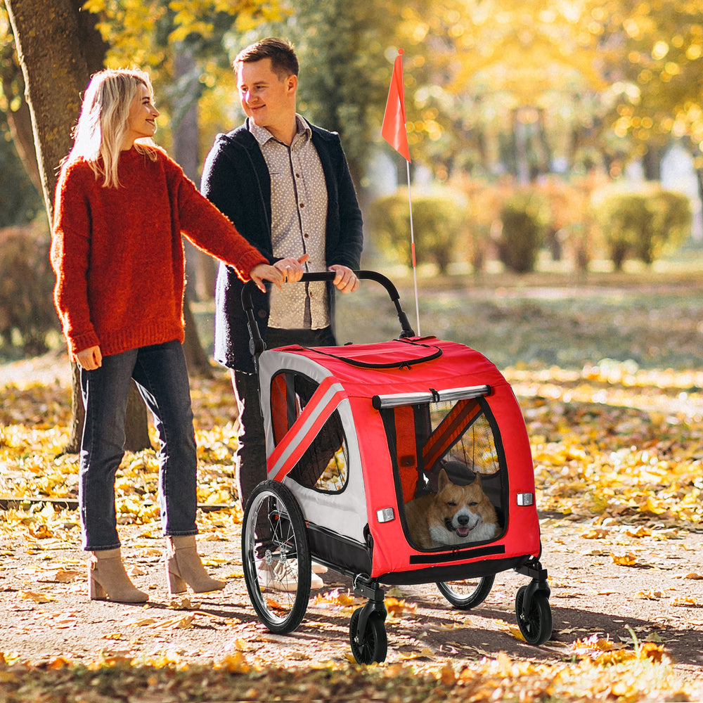2-in-1 Dog Bike Trailer for Small and Medium Dogs, Red