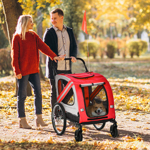 2-in-1 Dog Bike Trailer for Small and Medium Dogs, Red