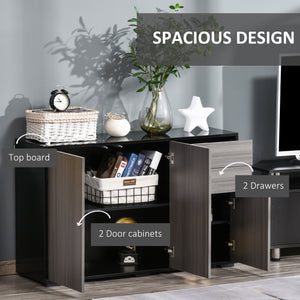 Modern kitchen sideboard with coffee corner, push-to-open mechanism and 2 drawers for living room, black