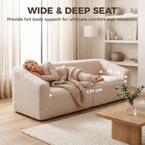 Beige chenille 3-seater sofa, 89"