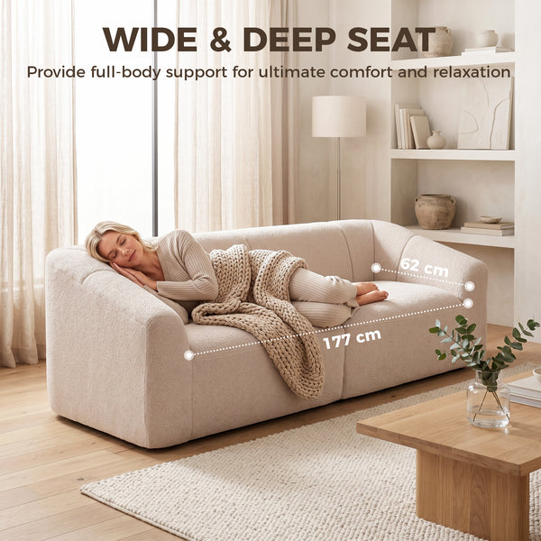 Beige chenille 3-seater sofa, 89"