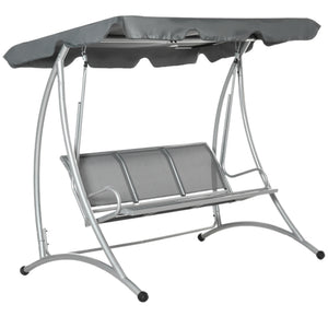 3 Person Patio Swing Seats with Adjustable Canopy Outdoor Swing Chair Bench for Garden, Poolside, Dark Grey