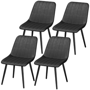 Set of 4 faux leather dining chairs with metal legs, black