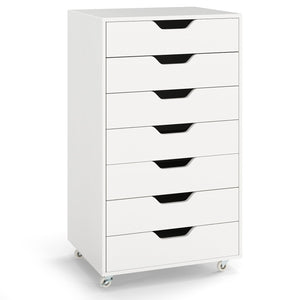 7-drawer storage chest with wheels - White