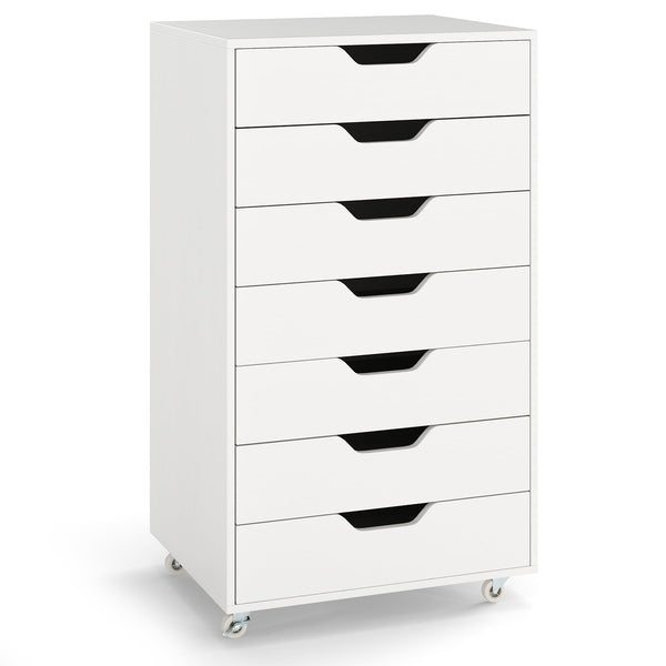 7-drawer storage chest with wheels - White