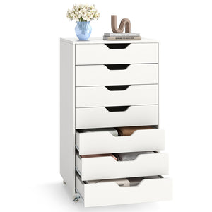 7-drawer storage chest with wheels - White