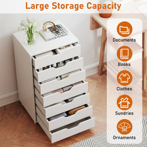 7-drawer storage chest with wheels - White