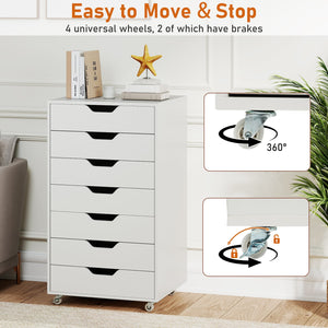 7-drawer storage chest with wheels - White