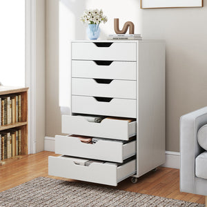 7-drawer storage chest with wheels - White