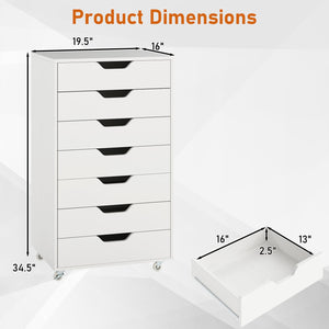 7-drawer storage chest with wheels - White