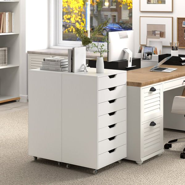 7-drawer storage chest with wheels - White