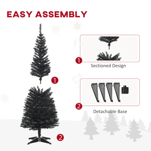 5ft Black Pencil Shaped Artificial Christmas Tree