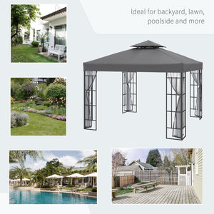 10'x10' Portable Garden Gazebo with Mosquito Netting Grey