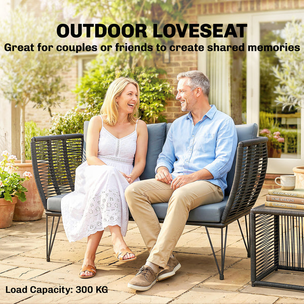 Outdoor sofa with cushions, galvanized steel frame, light gray