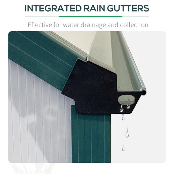 Polycarbonate greenhouse with adjustable ventilated roof and gutter