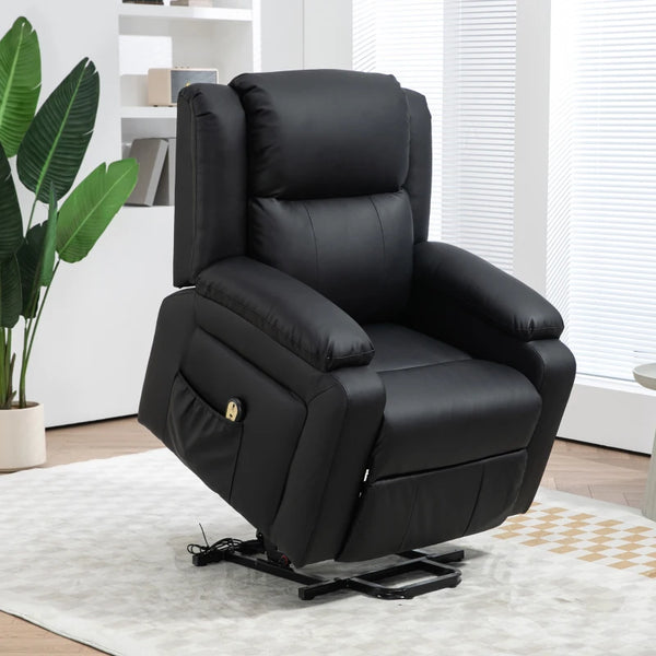 Black Leatherette Power Recliner Lift Chair with Remote Control
