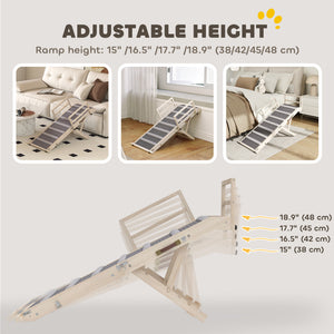 Foldable pet ramp with 4 adjustable heights