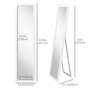 Full length standing mirror with white frame