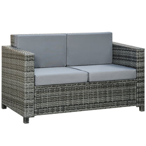 Luxury two-seater resin wicker sofa with cushion, grey