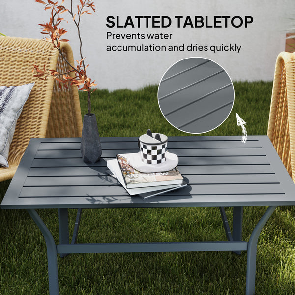 Metal coffee table for garden and balcony, dark gray