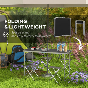 Folding Picnic Table with Camping Chairs, Black.