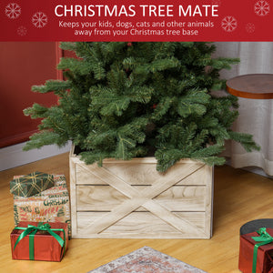 24" Christmas Tree Skirt with Light Weathered Wood Finish