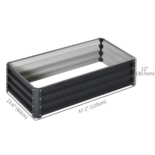 Set of 2 grey galvanized raised planters 