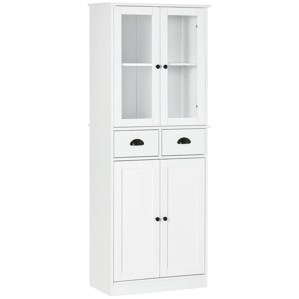 61-inch Storage Cabinet with Glass Doors, White