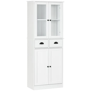61-inch Storage Cabinet with Glass Doors, White
