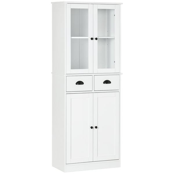 61-inch Storage Cabinet with Glass Doors, White