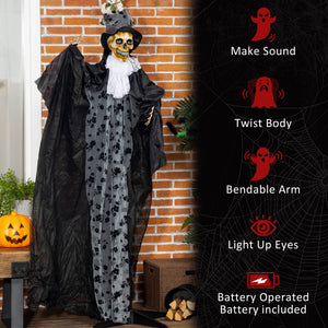 74" Animated Halloween Married Reaper with LED Eyes, Sounds, and Movements – Black