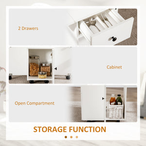 Folding dining table with drawers and storage cupboard, white