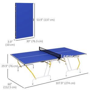 9' x 5' Folding Ping Pong Table with Paddles and Balls, Blue