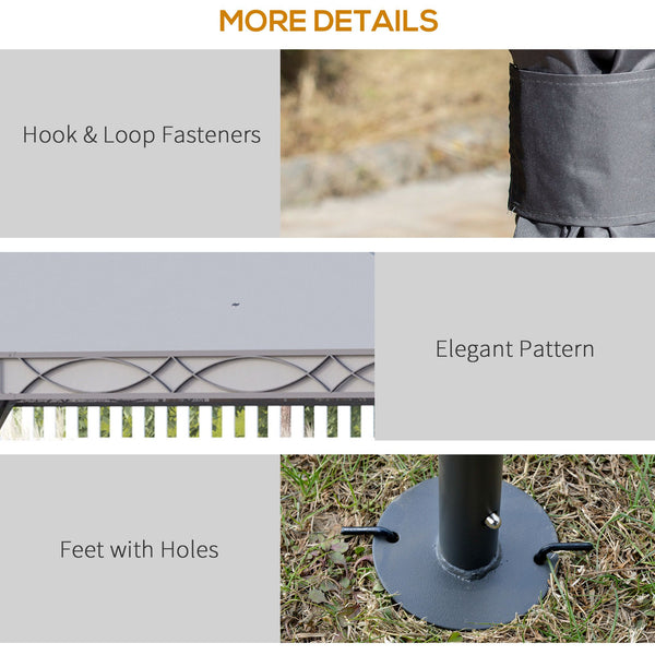 10'x13' Two-Tier Steel Covered Gazebo with Curtain, Gray