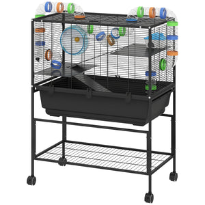 3-tier rolling cage with 18cm deep tray, for Syrian rodents, gerbils and rats